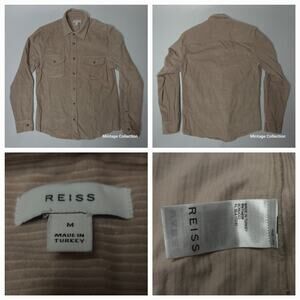 REISS Bonucci Corduroy Twin Pocket Button Up Beige Longsleeve Shirt Men's Size M